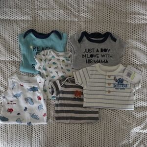 Set Of 6 - 3 Month Baby Boy Onesies Set